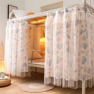 宿舍带纱床帘 学生寝室物理遮光下铺帘子 女生寝室上铺上下床窗帘