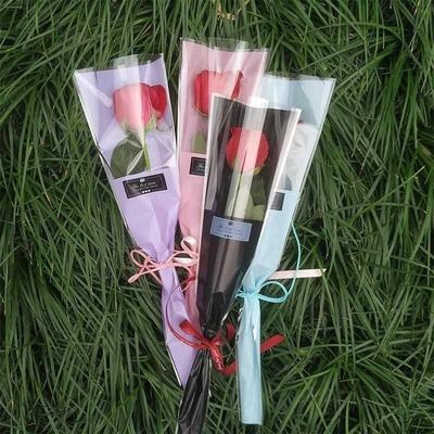 高档花朵包装h纸时尚单漂风粉色独立支亮花艺玫瑰简单单个单枝奢