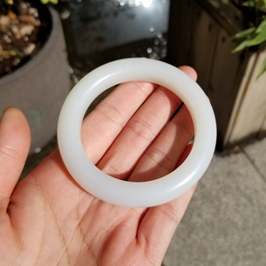 7新疆和田玉于田于阗山料羊脂白玉细条窄条手镯子60716