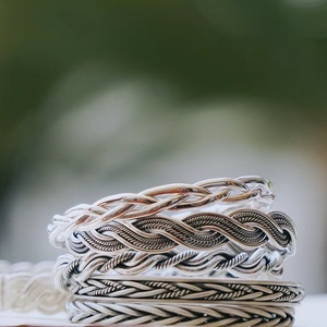 雪花银编织手镯 手工银丝编织相思镯复古国潮民族风银手镯足银999