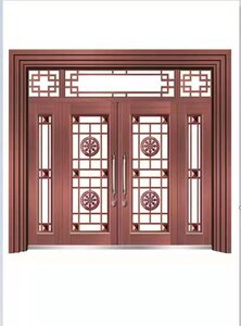 锌合金别墅大门对开农村堂屋推拉门玻璃拼接四开子母门庭院双开门