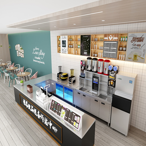 奶茶店设备全套水吧台商用奶茶机操作台304不锈钢定制水吧工作台