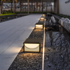 太阳能门垛灯柱头灯户外防水园林围墙灯接电家用别墅庭院门柱灯