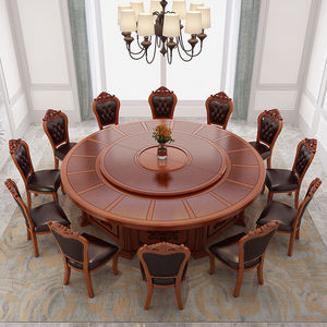 酒店电动餐桌大圆桌15人20人超大2米3米自动转盘饭店餐桌椅组合