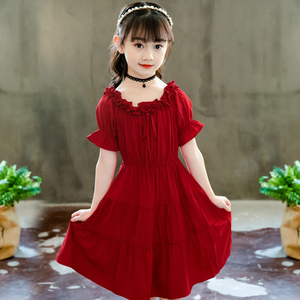 儿童雪纺连衣裙夏装薄款宝宝新款韩版公主裙6小女孩8岁洋气红裙子
