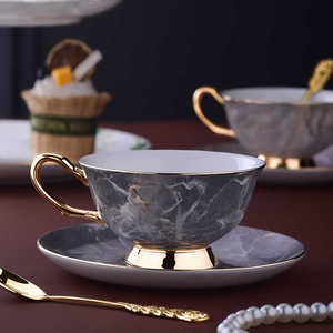 复古骨瓷咖啡杯子套装欧式陶瓷杯碟轻奢小众高颜值下午茶茶具茶杯