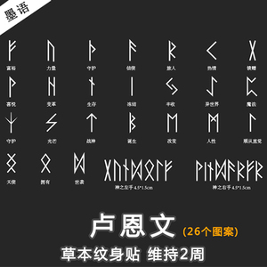 【第二件半价】草本果汁纹身贴 卢恩文手指小图案文身女防水持久