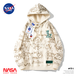 NASA CONP联名满印卡通连帽卫衣男春季新款情侣宽松嘻哈休闲外套
