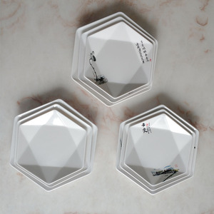 密胺仿瓷正六边形六角几何拼盘特色深菜舌尖荷韵商用家用盘子包邮