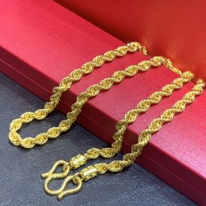 黄金麻绳链足金999麻花男士骑士项链深圳水贝珠宝定制工厂下单