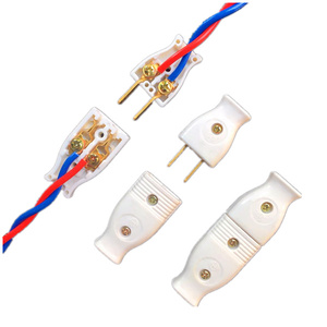 纯铜二项插头母插座公母对接头电源延长线对两插头对插二孔连接头