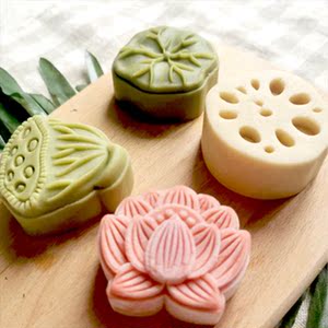 中秋节莲蓬荷叶莲藕翻糖硅胶模具 月饼模具果冻蜡烛模具