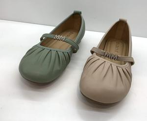 巴迪雅羊皮2024夏季新款平底玛丽珍褶皱软底超软单鞋女鞋奶奶鞋
