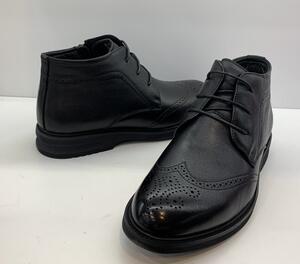 彪虎王棉鞋男加绒压花皮鞋保暖冬季新款真皮时尚高帮鞋正装男鞋