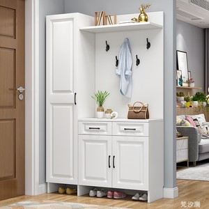 简约进门鞋柜门厅柜衣帽柜靠墙储物柜带穿衣镜大容量鞋架客厅衣柜
