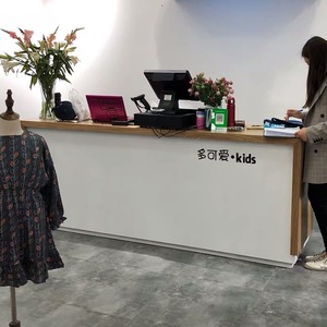 简约收银台服装店柜台理发店吧台桌美发吧台美容院前台公司接待台