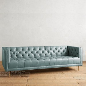 简欧北欧美式后现代双三人皮布艺拉扣组合沙发新古典复古绒布定制