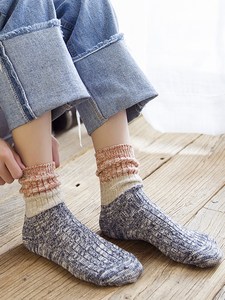 袜子女中筒袜秋冬季粗线雪地靴长袜民族风复古加厚保暖毛线针织袜