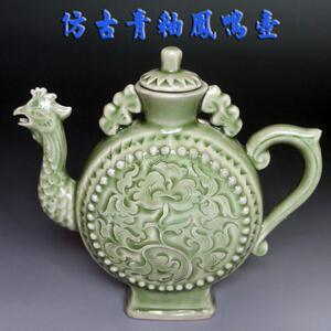 耀州瓷陶瓷器凤鸣壶陕西特产耀州窑中国风酒具礼品摆件工艺品包邮