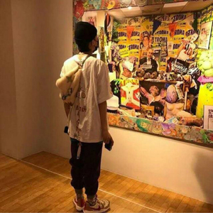 权志龙bigbang gd ins同款peace 后背字母白色短袖t恤男女宽松装