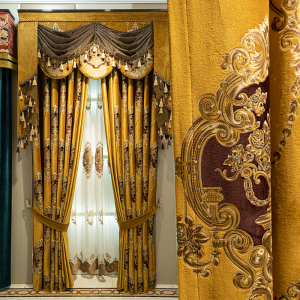 欧式窗帘卧室奢华金色