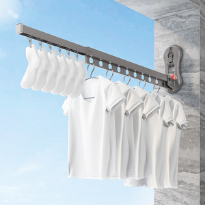 免打孔晾衣架家用阳台壁挂式隐形折叠凉晒衣架室内伸缩晾衣杆神器