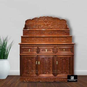 藏式三层供桌佛龛实木供佛台供台家用神台香案佛桌佛堂柜现代风格