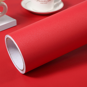 红色贴纸墙纸自粘大红壁纸波音软片家具翻新磨砂防水中国红即时贴