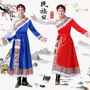 藏族服装男藏袍少数民族风藏式舞蹈演出服西藏旅游服饰写真中国风