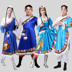 藏族舞蹈演出服男西藏民族服装女藏装表演服水袖藏袍舞台服饰成人