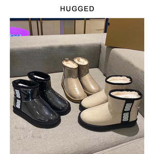 u99ugg雪地靴女2021冬新款周雨冬同款果冻靴防水雨鞋透明短靴棉鞋