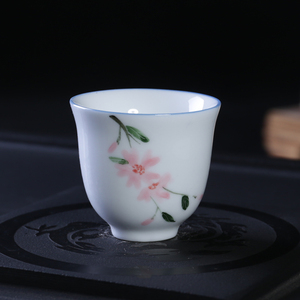 釉下彩1两白酒杯子一口陶瓷樱花杯手绘茶杯品茗杯单杯小茶杯