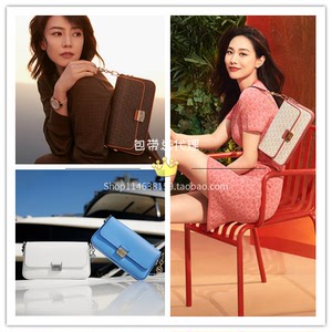 mk女包bradshaw老花双肩带法棍包高圆圆腋下包小方包machloe kris