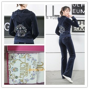 美代juicy couture套装女士金丝天鹅绒橘滋连帽运动服 jc散腿白色