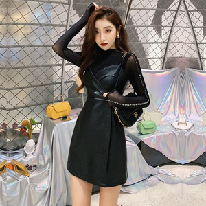 春秋装气质皮裙套装新款女小个子矮穿搭配150显高洋气时尚两件套