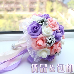 韩式新娘手捧花结婚婚礼定制送胸花包邮pe永生环保材料制作球形