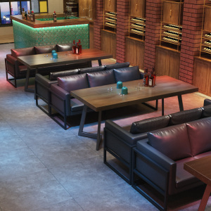 复古工业风酒吧卡座沙发咖啡店西餐厅餐吧清吧小酒馆休闲桌椅组合