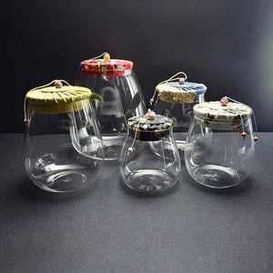 玻璃茶叶罐 创意布盖透明密封茶叶罐 花茶糖果杂粮储物罐