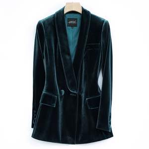 丝绒西装外套女2020春秋修身职业金丝绒西装套装女气质时尚小西服