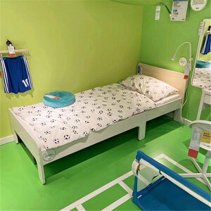 宜家国内代购斯莱克儿童床 可加长伸缩床 简约实用白色粉色带床板