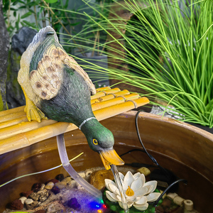 户外庭院仿真动物水缸自动循环流水造景组合摆件鱼池白鸭创意装饰