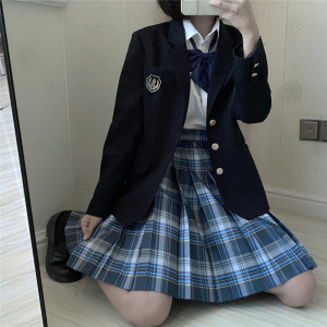中牌制服馆原创黛缥jk制服裙正版格裙套装全套秋冬学生外套上衣女