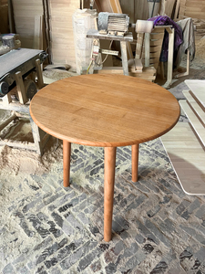 日式全实木直拼板餐桌北欧白坯圆桌DIY学习桌免漆橡胶木原木大板