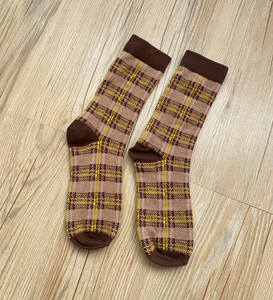 棕色袜子女中筒复古