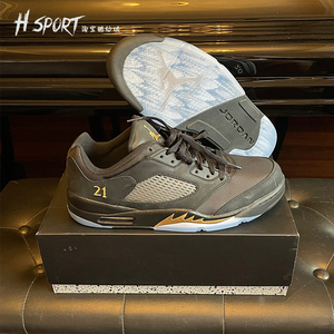 h sport air jordan 5 low aj5 黑金 低帮 男女篮球鞋 dj1094-001