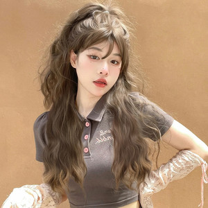 羊毛卷假发女长发玉米烫蓬松自然长卷发全头套可爱圆脸时尚假发套