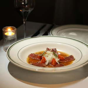美国TUXTON正品餐厅创意西餐沙拉盘绿线纹点心盘圆形陶瓷盘子平盘