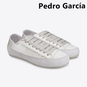正品 pedro garcia 春夏新款绸缎小白鞋西班牙做旧丝绸低帮板鞋