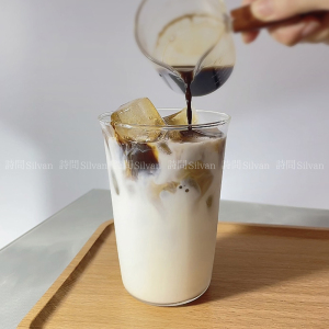 ins高颜值自制咖啡店同款透明高硼硅玻璃杯咖啡冷饮杯简约水杯