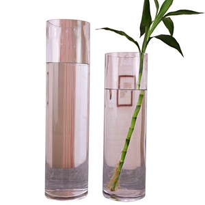 玻璃花瓶特大圆形直筒养富贵竹水竹圆柱瓶透明落地超大特大号50